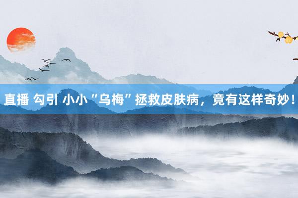 直播 勾引 小小“乌梅”拯救皮肤病，竟有这样奇妙！